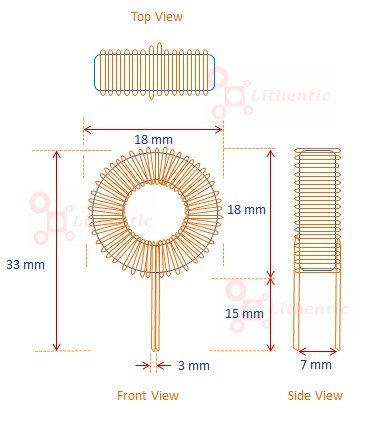 Toroidal core inductor dimension 18mm x 7mm