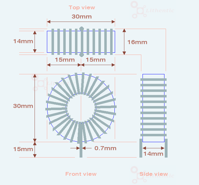 Toroidal core inductor 30mm x 14mm